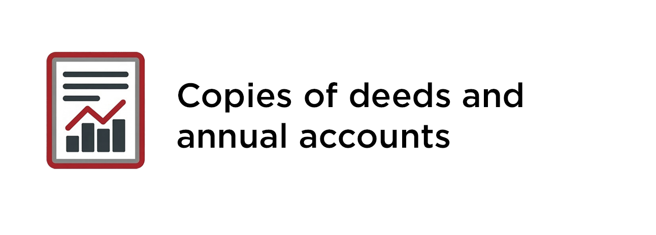 Copies of deeds and annual accounts